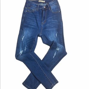 Catch stitch distressed skinny jeans 3/26